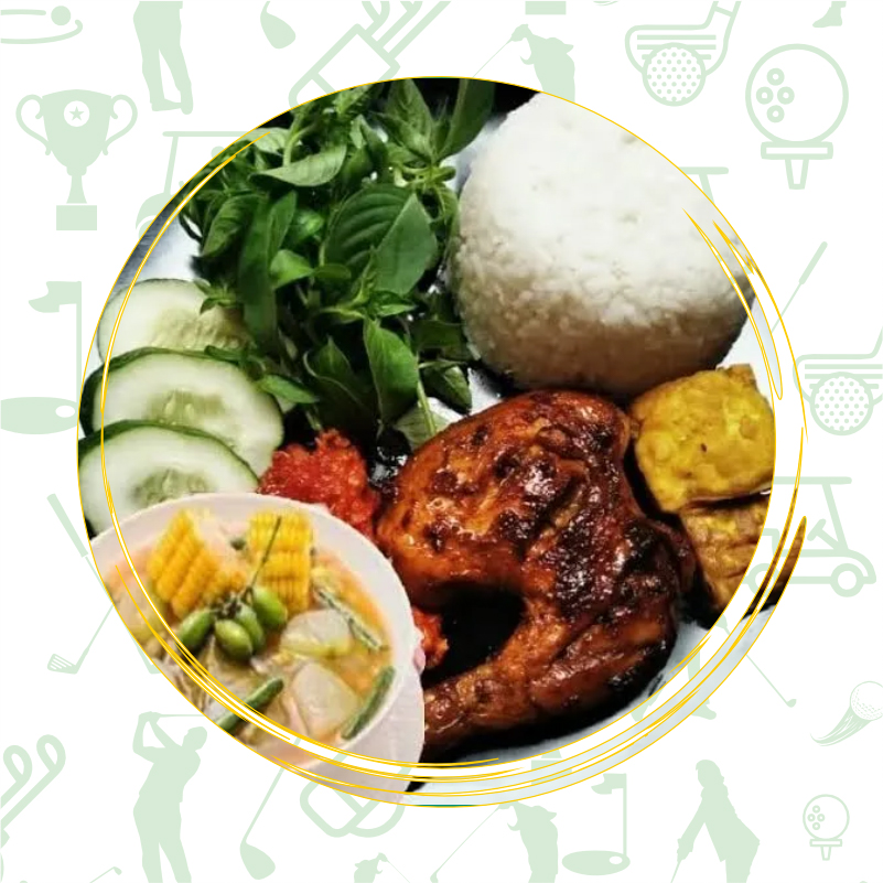 Nasi Ayam Bakar (Tempe + Tahu + Ikan Asin + Sayur Asem + Sambel) - Fun Golf & Cafe, Golf Jababeka, Golf Lippo Cikarang, Belajar Golf, Simulator Golf